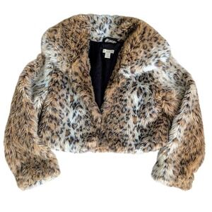 Leopard Print Faux Fur Kids Jacket